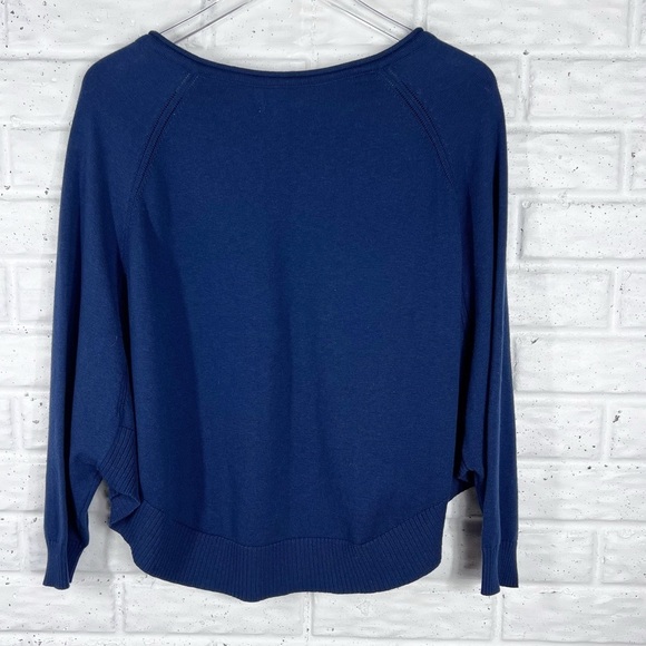 BURGESS The Tess Poncho Sweater | Hello Sailor Navy Blue V-neck Tassel Tie - Picture 6 of 7